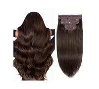 Extension de cheveux pour cheveux avec clips, vrais humains, 16 pouces, couleur marron foncé, lisse, pour les femmes (26inches)