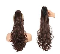 Extension de cheveux queue cheval ondulée synthétique longue pince à griffe fibre résistante la chaleur perruque for les femmes Chignon Postiche Cheveux