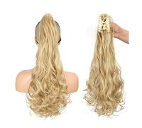 Extension de cheveux queue cheval ondulée synthétique longue pince à griffe fibre résistante la chaleur perruque for les femmes Chignon Postiche Cheveux