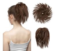 Extension de cheveux synthétiques bouclés en chignon décoiffé Ponytail Extension(Medium ash Brown)