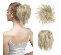 Extension de cheveux synthétiques bouclés en chignon décoiffé Ponytail Extension(Pale ash blonde)