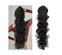 Extension de cheveux synthétiques longs et bouclés, queue de cheval, résistante à la chaleur, à clipser, for un usage quotidien(1B)