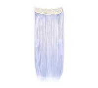 Extension de cheveux synthétiques ondulés à clipser en une seule pièce, postiches longs et raides de couleur noire et grise Wear and Go(Purple)