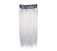 Extension de cheveux synthétiques ondulés à clipser en une seule pièce, postiches longs et raides de couleur noire et grise Wear and Go(Grey hair)