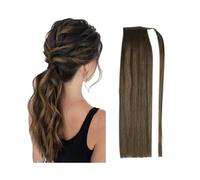 Extension de cheveux tressés Extensions de queue de cheval enveloppantes, cheveux brésiliens vierges, queue de cheval lisse #4/27, reflets bruns, cheveux humains blonds, queue de cheval avec pâte ma