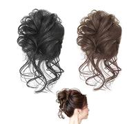 Extension de chignon bouclé désordonné, pièce de chignon désordonné, élastique et élastique, chignon synthétique épais, pour femmes et filles (noir)