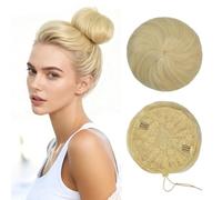 Extension de chignon en cheveux humains 100% avec cordon de serrage, chignon à la française en figure de donut, accessoire de coiffure pour femmes, filles et jeunes femmes(#60)