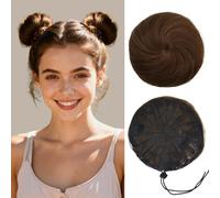 Extension de chignon en cheveux humains 100% avec cordon de serrage, chignon à la française en forme de donut, accessoire de coiffure pour femmes, filles et jeunes femmes(#4)