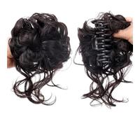 Extension de chignon synthétique à pinces et griffes en désordre, accessoires for cheveux for femmes, chignon, chouchou, queue de cheval Ponytail Extension(Brown black)