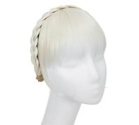 Extension de frange de bandeau synthétique, fausse frange de cheveux avec de longs côtés for femmes, pince à cheveux Hair Extensions(Platinum Blonde)