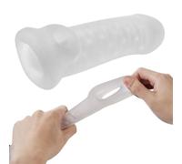 Extension De Manchon Pénis Avec Anneau Pénien Testicule Agrandisseur En Silicone Souple Boutons Intérieurs Pour L'extension Du Et L'amélioration L'érection(White)