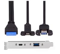 Extension de port USB 3.1 arrière 5 Gbit/s 20 broches vers TYPE-C femelle et câble de données 3.0 avec cadre sur châssis d'ordinateur