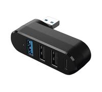 Extension de Port USB3.0 avec répartiteur USB Portable, Black | Extension de port USB3.0 avec 1 port de données alimenté par USB C pour ordinateur portable, voiture, bureau,