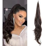 Extension de queue brun foncé - Extension de cheveux - Extension de queue enveloppante - Extension de cheveux - Postiche - 80 cm
