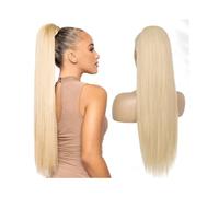 Extension de queue de cheval 10-26" Extension de queue de cheval droite longue avec cordon de serrage # 613 Extensions de queue de cheval de cheveux humains blonds à clipser en morceaux de cheveux soy