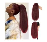 Extension de Queue de Cheval 20 pouces Naturel Noir Vin Rouge Kinky Droite Queue De Cheval Cheveux Chignon Postiches Synthétique Yaki Droite Cordon Afro Queue De Cheval Extension for Femmes Extension