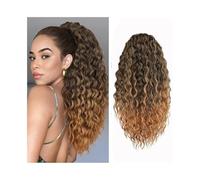 Extension de Queue de Cheval 24 Inch Drawstring Ponytail Extension Curly Ponytail Clip in Hair Extensions for Women Curly Synthetic Hairpiece for Daily Party Extension de Cheveux(Natural Black+Dark Bl