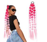 Extension de queue de cheval à bulles - Perruque colorée avec élastique à cheveux - Queue de cheval à bulles - 60 cm - Accessoire de jour Crazy Hair Day