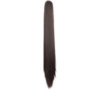Extension de queue de cheval à clip marron noir 24 griffes pour femme, fibre haute température, ajoute du volume et de la brillance naturelle, facile à utiliser