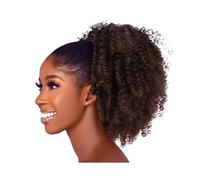 Extension de queue de cheval Afro Kinky Curly avec cordon de serrage pour femmes noires - Queue de cheval afro synthétique avec clips - Soins personnels (marron chocolat)