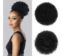 Extension de queue de cheval Afro Puff avec cordon de serrage pour femmes noires, queue de cheval Afro courte synthétique marron ombré de qualité supérieure pour cheveux naturels-0048-1B