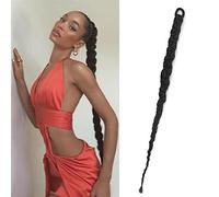 Extension de queue de cheval Anneau Long Boxe Tresses Crochet Tresse Cheveux Extensions De Queue De Cheval Synthétique Chignon Queue Avec Élastique Cheveux Postiches en queue de cheval(Natural Color)