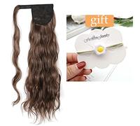 Extension de Queue de Cheval Clip dans le postiche Blonde Wave Ponytail for les femmes Long Hollywood Wave Ponytail Wrap Around Synthétique Ponytail Body Wave Extension de Cheveux(Q97 2-30)