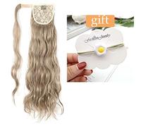 Extension de Queue de Cheval Clip dans le postiche Blonde Wave Ponytail for les femmes Long Hollywood Wave Ponytail Wrap Around Synthétique Ponytail Body Wave Extension de Cheveux(Q97 M12-613)