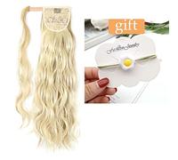 Extension de Queue de Cheval Clip dans le postiche Blonde Wave Ponytail for les femmes Long Hollywood Wave Ponytail Wrap Around Synthétique Ponytail Body Wave Extension de Cheveux(Q97 F24-613)