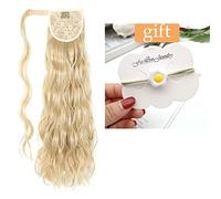 Extension de Queue de Cheval Clip dans le postiche Blonde Wave Ponytail for les femmes Long Hollywood Wave Ponytail Wrap Around Synthétique Ponytail Body Wave Extension de Cheveux(Q97 M24-613)
