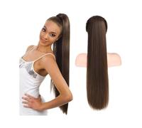 Extension de Queue de Cheval Clip de queue de cheval de cordon dans les extensions de cheveux # 2 brun foncé 10-26 pouces longue ligne droite brésilienne vierge cheveux queue de cheval extensions de c