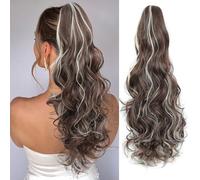 Extension de queue de cheval de 61 cm, cheveux synthétiques longs, bouclés et ondulés avec pince à clip et postiche de cheveux synthétiques d'aspect naturel, volumineux pour femme à porter au