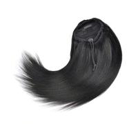 Extension de queue de cheval de cheveux humains raides brésiliens Remy avec cordon de serrage, cheveux humains pour femmes noires, 100 g, couleur naturelle corps