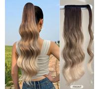 Extension de queue de cheval en forme de vague avec pince 22 "24" Cheveux bouclés en forme de vague en une seule pièce de couleur multiple pour femmes Soie mate