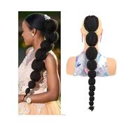 Extension de queue de cheval Extension de cheveux synthétiques en queue de cheval for femmes noires, 18/24 pouces Afro Puff Bubble Lantern Braid Cordon de serrage Queue de cheval Clip sur extension de
