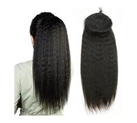 Extension de Queue de Cheval Extension de queue de cheval de vrais cheveux humains Kinky Straight for les femmes noires Noir naturel 12-26 "Afro Puff Clip in Drawstring Pony Tail Hair Extensions Piece