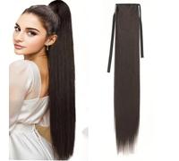 Extension de Queue de Cheval Extension queue de cheval synthétique à Clip 85CM, postiche longue et lisse à enrouler, postiche résistante à la chaleur for femmes Extension de Cheveux(Bruin)