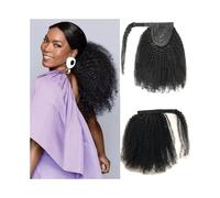 Extension de queue de cheval Extensions de cheveux humains crépus bouclés queue de cheval for femmes noires 8"-24" Afro bouclés enroulé autour de queue de cheval pince en cheveux brésiliens Remy queue