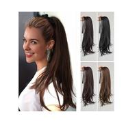 Extension de queue de cheval Extensions de queue cheval ondulées élégantes et longues, synthétiques, à nouer, for femmes(Light Brown,12inches)