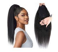 Extension de Queue de Cheval Extensions Yaki Droite Cheveux Humains Afro Kinky Droite Cordon Queue de Cheval Clip de Cheveux Humains dans Remy Extension de Cheveux Cheveux Humains Queue de Cheval Post