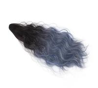 Extension de Queue de Cheval Glow, Rising Lisse, Belle Confortable, Pièces Cheveux Synthétiques, Vague Hell Extension Safe for the Daily Dating Wedding Celebration (Blue brun brun foncé bleu)