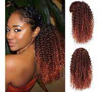 Extension de queue de cheval longue bouclée avec cordon de serrage pour femme - 45,7 cm (nœud foncé 4#)