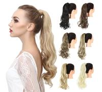 Extension de queue de cheval naturelle Perruque femme invisible sans couture queue de cheval cheveux synthétiques longs et bouclés Extensions de cheveux épais et naturels, sans cout(Medium Auburn)