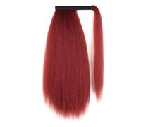 Extension de queue de cheval naturelle Perruque inspirée queue de cheval avec fixation style cheveux raides for des looks époustouflants Extensions de cheveux épais et naturels, sans cout(Red)