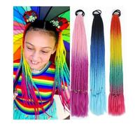 Extension de queue de cheval naturelle Perruque queue de cheval colorée à trois brins for femmes, tresse en soie à haute température, tresse sale, boucle de cheveux Extensions de cheveux épais et natu