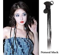Extension de Queue de Cheval Nouvelle Concubine synthétique bulle torsion queue de cheval haute élastique perruque femme cheveux côté naturel lanterne tresse Extension de Cheveux(Size:1 PC,Color:T1B/B