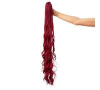 Extension de queue de cheval ondulée longue de 34 pouces, postiche à pince à griffes ombré bordeaux, extensions de cheveux longues bou s rouge vin for femmes Pour un usage quotidien