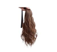 Extension de queue de cheval Perruque synthétique à cheveux longs attachés avec des ondulations d'eau, volume accru, attache naturelle, simulés(Dark Brown)