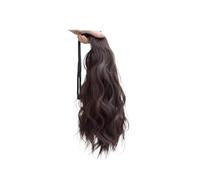 Extension de queue de cheval Perruque synthétique à cheveux longs attachés avec des ondulations d'eau, volume accru, attache naturelle, simulés(Light Brown)
