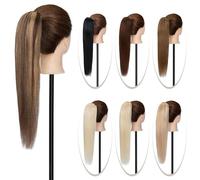 Extension de Queue de Cheval Postiche à queue naturelle de 20 pouces for femmes, faux cheveux épais, queue de cheval blonde, Extension de cheveux naturels à Clip de 120g Extension de Cheveux(4#(Medium